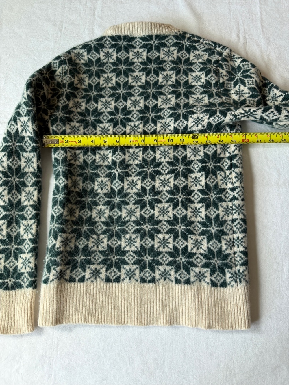 J. Crew Cream and Forest Green Fair Isle Crewneck Sweater - Picture 6 of 9